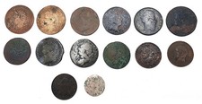 Lot de 14 monnaies anciennes .