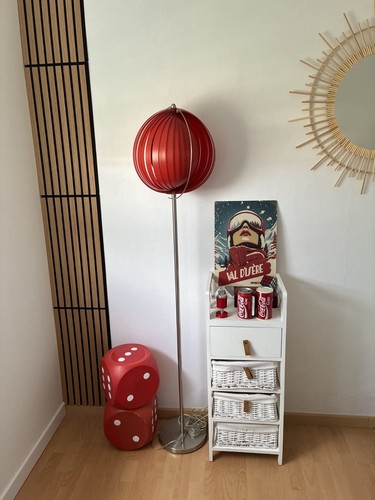 Lampadaire boule rouge vintage - lampadaire,