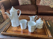 Savoir Vivre Maison Blanche Coffee Set for two White Octagonal 8 pc inc lids