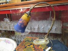 antique BRASS EPOK 1900 Piano OFFICE LAMP Tulip Muller Glass Paw