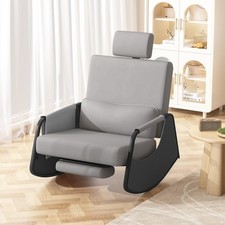 Fauteuil à Bascule, Chaise avec Repos Pieds Extensible & Dossier Réglable