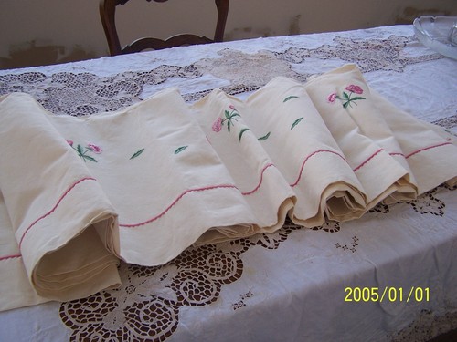 Ancien drap fleur - fleur, en