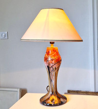 Rare Large Glass Lamp Signed Michèle LUZORO (Wife of NOVARO) dated 1993.
