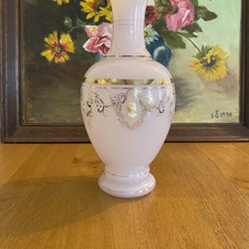 Grand vase opaline camée rose et doré