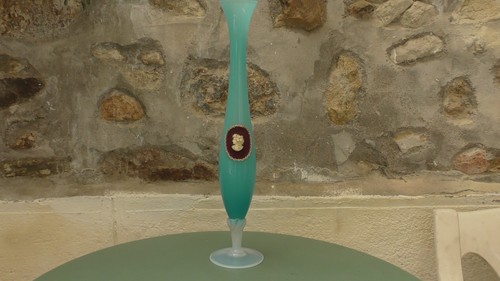 Ancien vase opaline bleu - vase,