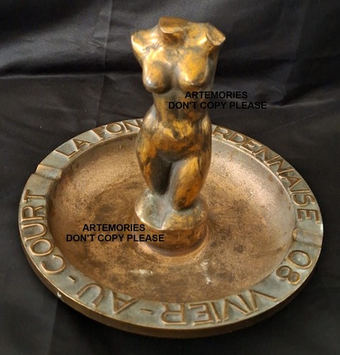 Sculpture bronze cendrier nue - bronze,