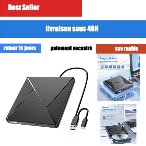 Lecteur dvd externe usb - lecteur,