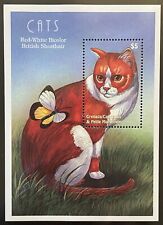 GRENADA CATS STAMPS S/S 2000 MNH RED-WHITE BICOLOR BRITISH SHORTHAIR BUTTERFLY