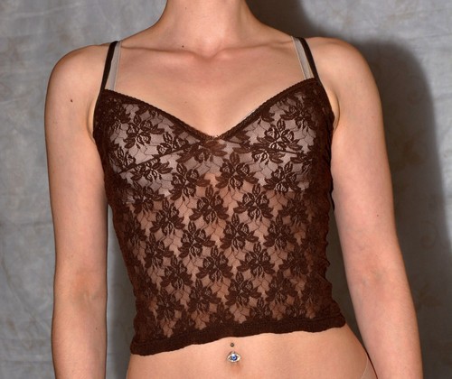 Débardeur lingerie marron - débardeur, de