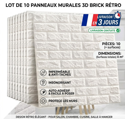 Panneau mural effet brique - panneau,