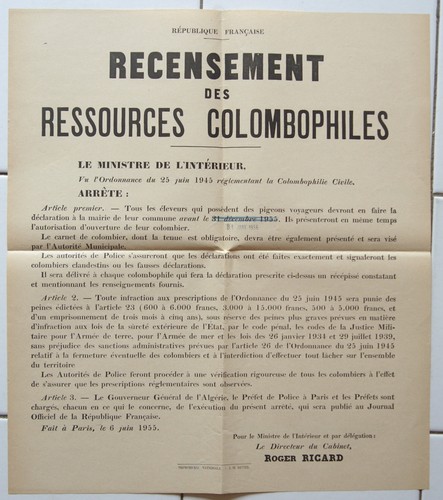 Affiche ancienne recensement - ancienne,