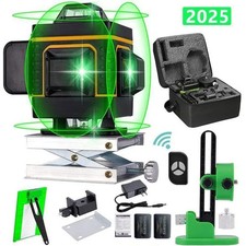 Niveau Laser 4D 16 Lignes Verte 4x360° Horizontal et Verticale + 2 Batteries