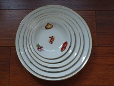 SERIES OF 6 ANTIQUE HOLLOW DISHES STACKABLE PORCELAIN PL MEHUN VEGETABLE VEGETABLE GARDEN