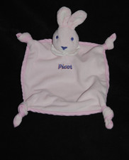 🍀Doudou Plat Lapin Rose Col