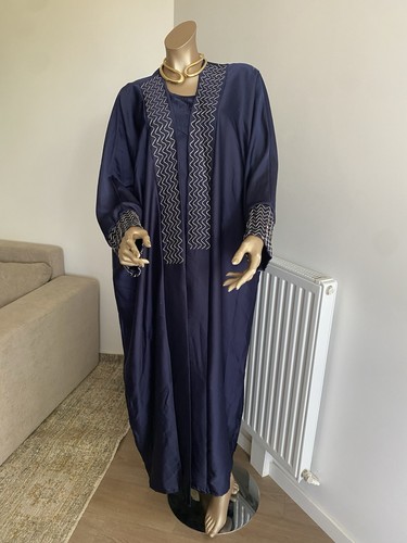 Caftan long femme bleu marine