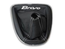 POUR FIAT BRAVO 2 II SOUFFLET LEVIER DE VITESSE EN CUIR BRODERIE BLANC