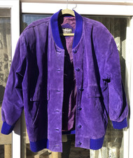 Pelle New York Milano Women's Vintage Retro 80s 90s Purple Suede Jacket Pockets