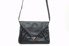 CELINE Sac À Bandoulière Vintage 2 En 1 Clutch En Cuir Noir 4099H
