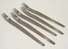 (5) A Michelsen ARNE JACOBSEN Denmark Stainless Steel Satin Salad Forks 7 1/4"