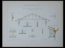 CHARPENTE METALLIQUE HALLE MARCHANDISES - GRAVURE 1880 - ARCHITECTURE