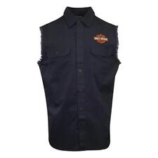Harley-Davidson Men's Vest Dark Wash Denim Sleeveless Shirt (S60)