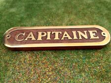 Plaque de porte bois et laiton CAPITAINE longueur 20cm,déco bateau, maison...