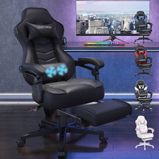ELECWISH Chaise Gaming Ergonomie Chaises de Gamer avec Massage Soutien Lombaire