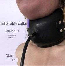 Black Latex Multiple sizes Neck Corset Inflatable Neck Corset Collar Back Zipper