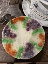 5 assiettes anciennes Barbotine Faïence Polychrome