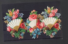 lot of 3 FANS AND FLOWERS cutouts (non-advertising) 18088