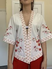 Maia Hemera Embroidered Collarless Kimono Jacket Size Small 8/10