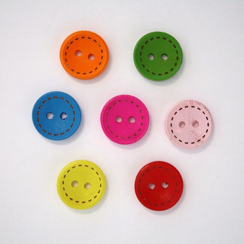 Boutons bois coloré - boutons, en