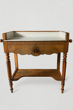 Meuble de toilette ancien en bois et marbre – fin XIXᵉ / début XXᵉ siècle