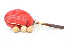 Raquette De Tennis En Bois Vintage Donnay Flash + Housse Rouge Avec Balles