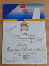 wine label Mouton Rothschild 1984 wine label specimen 75cl Agam