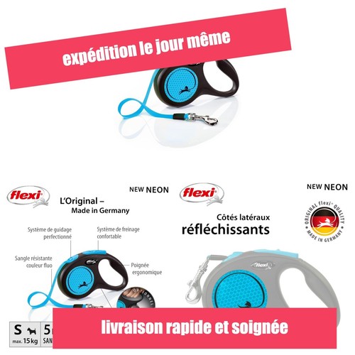 Laisse rétractable flexi neon - laisse,