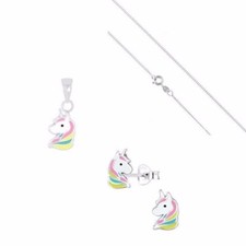 Parure Bijoux - Enfant - Licorne - émail - Multicolore - Argent 925 - Massif