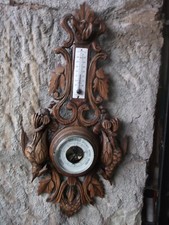 BAROMETRE ANCIEN BOIS SCULPTÉ