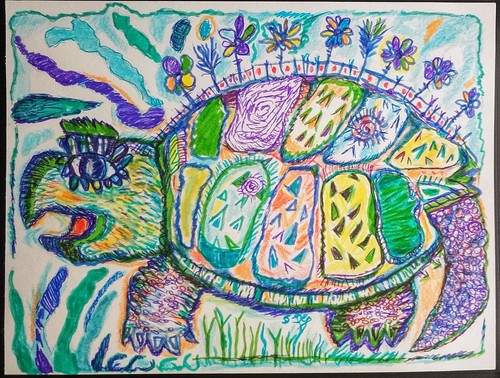 Tableau peinture tortue - tableau,