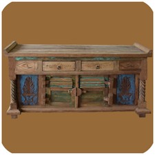 Commode En Bois Massif "Java" En Teck Ancien I Style : Vintage - Boho - Shabby