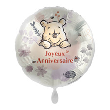 1 Ballon décoratif ALU rond Winnie Joyeux Anniversaire à gonfler hélium env 43cm