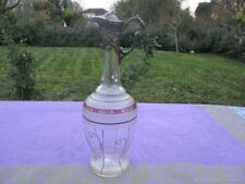 Antique Geometry Glass Art Deco Pewter Jug