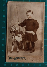 CDV CABINET PHOTO GIRL WITH HORSE FRANCE BOURGES - ATELIER ABEL & PATUREAU