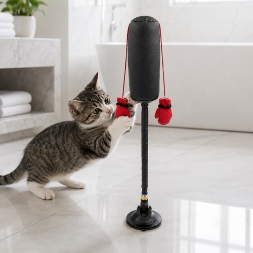 Jouet chat boxe plastique - chat,