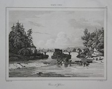 1850 Gleens Défense Pont Bridge Waterfall L'Amérique US Vue Table en Acier