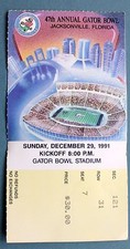 1991 Gator Bowl football ticket stub 7, Oklahoma Sooners vs Virginia Cavaliers
