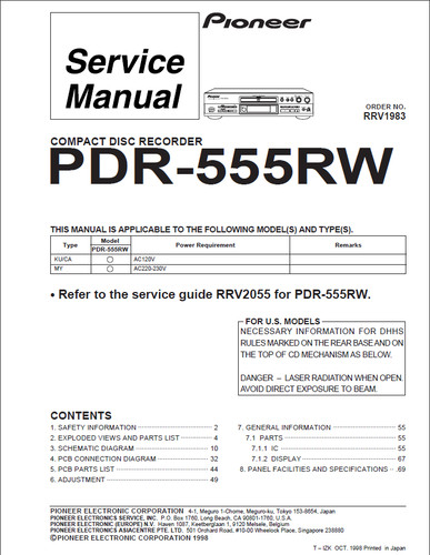 Manuel service pour pioneer - manuel, de