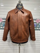 Blouson bomber marron vieilli à la mode pour hommes des années 90 en cuir...