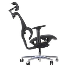 Chaise de bureau ergonomique pivotante ErgoNew S1A(2), piètement aluminium, noir