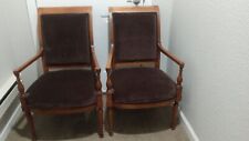 Pair of C. 1800 French Directoire Fauteuil Armchairs Birch w/ Maple